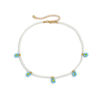 Blue Howlite and 18K Gold-Plated Mum Beaded Station Collar Necklace, gold pendant necklace for women, styled look