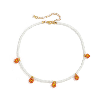 Orange Howlite and 18K Gold-Plated Mum Choker Necklace, gold pendant necklace for women, detail close-up