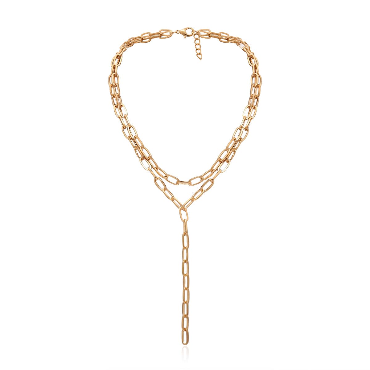 18K Gold-Plated Chain Layered Lariat Necklace
