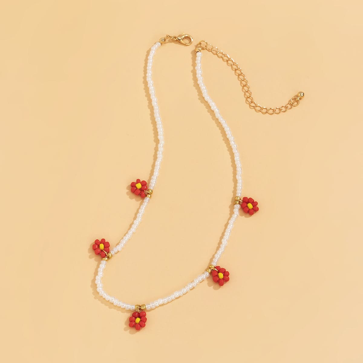 Red Howlite & 18K Gold-Plated Mum Beaded Station Necklace