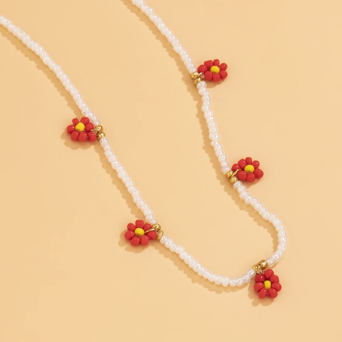 Red Howlite & 18K Gold-Plated Mum Beaded Station Necklace
