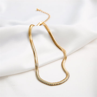 18K Gold-Plated Snake Chain Necklace, gold pendant necklace for women, everyday style, styled look