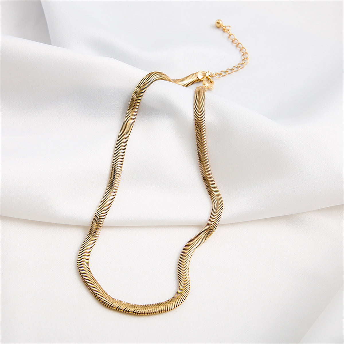 18K Gold-Plated Snake Chain Necklace, gold pendant necklace for women, everyday style, front view