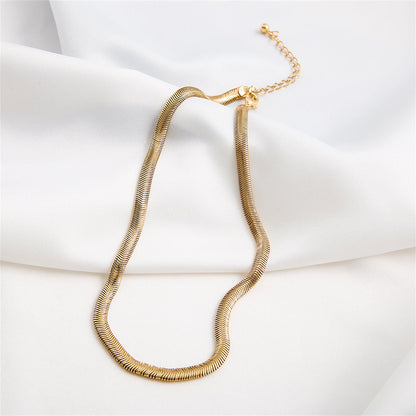 18K Gold-Plated Snake Chain Necklace, gold pendant necklace for women, everyday style, front view