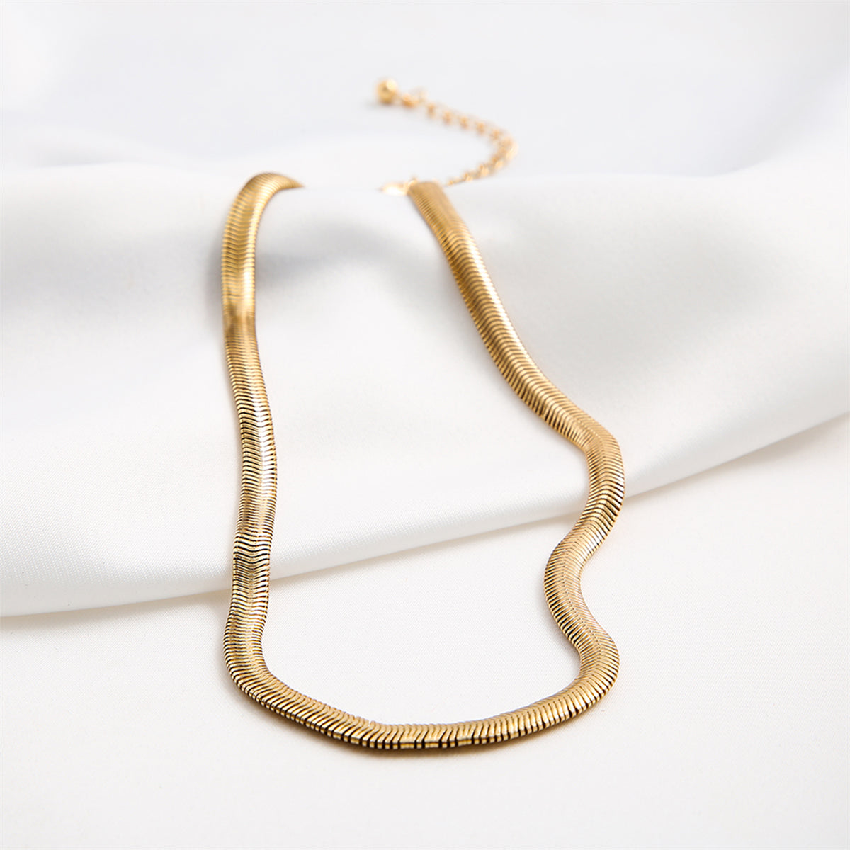 18K Gold-Plated Snake Chain Necklace, gold pendant necklace for women, everyday style, side view