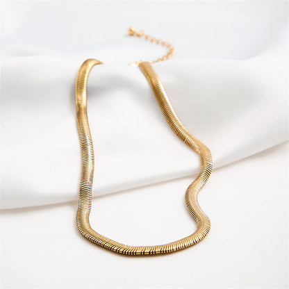 18K Gold-Plated Snake Chain Necklace, gold pendant necklace for women, everyday style, side view