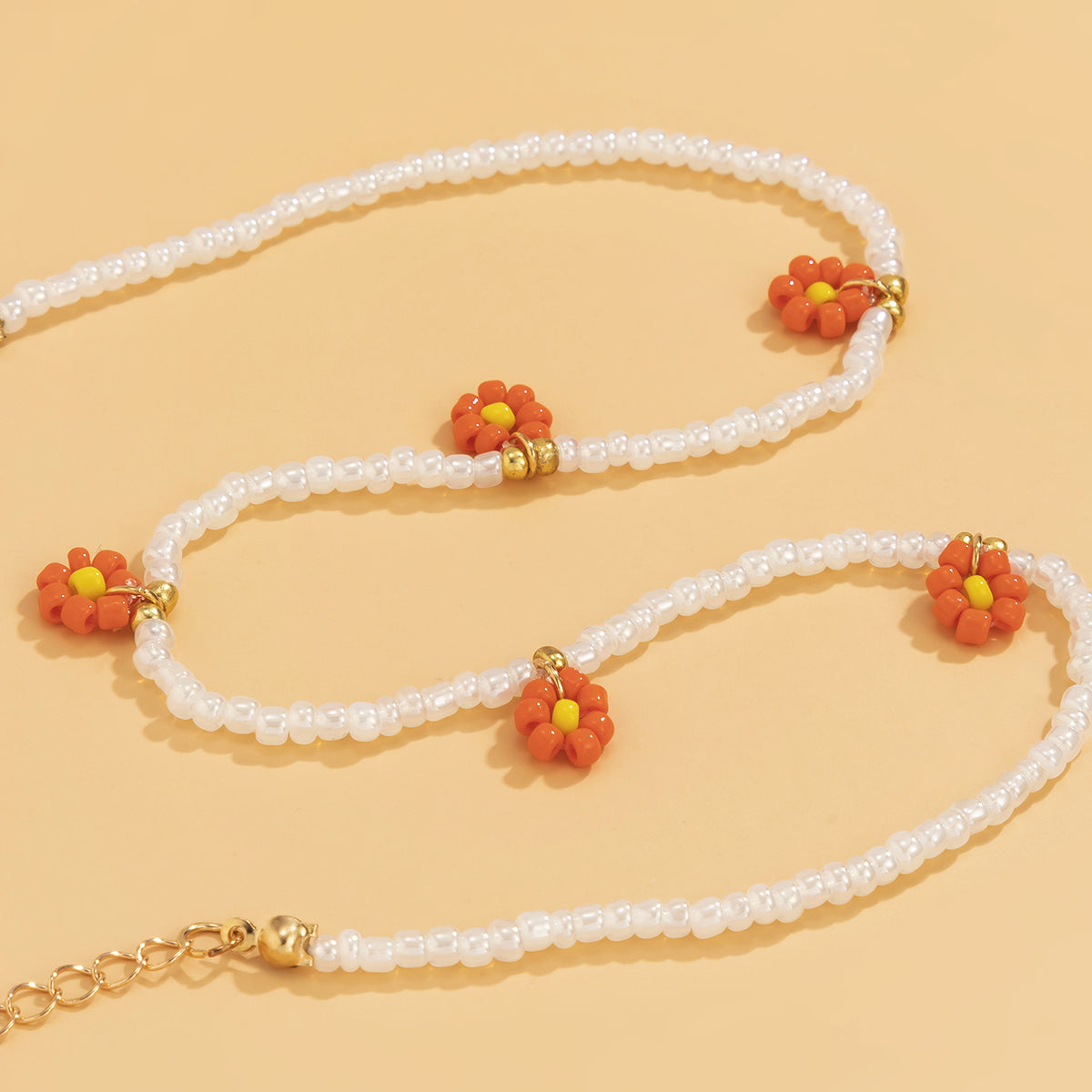 Orange Howlite and 18K Gold-Plated Mum Choker Necklace, gold pendant necklace for women, lifestyle look