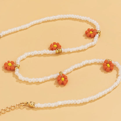 Orange Howlite and 18K Gold-Plated Mum Choker Necklace, gold pendant necklace for women, lifestyle look