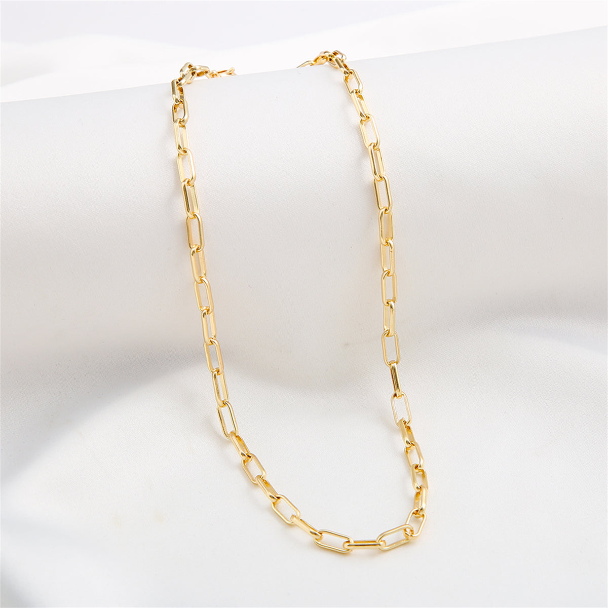 18K Gold-Plated Rectangle Chain Necklace, gold pendant necklace for women, dainty minimalist design, lifestyle look