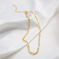 18K Gold-Plated Rectangle Chain Necklace