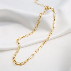 18K Gold-Plated Rectangle Chain Necklace