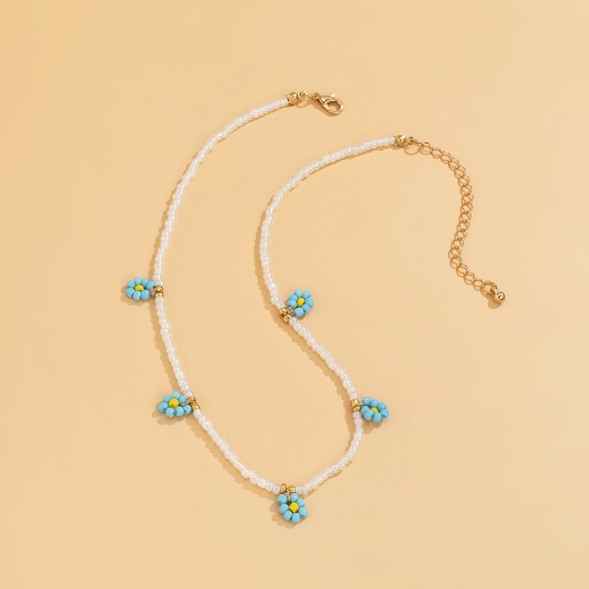 Blue Howlite & 18K Gold-Plated Mum Beaded Station Collar Necklace