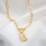 18k Gold-Plated Lock Toggle Pendant Necklace