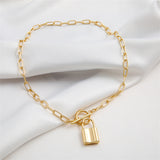 18k Gold-Plated Lock Toggle Pendant Necklace