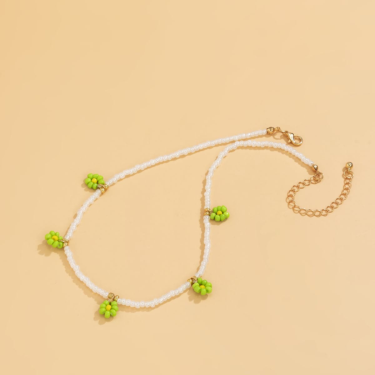 Green Howlite & 18K Gold-Plated Mum Beaded Station Choker Necklace