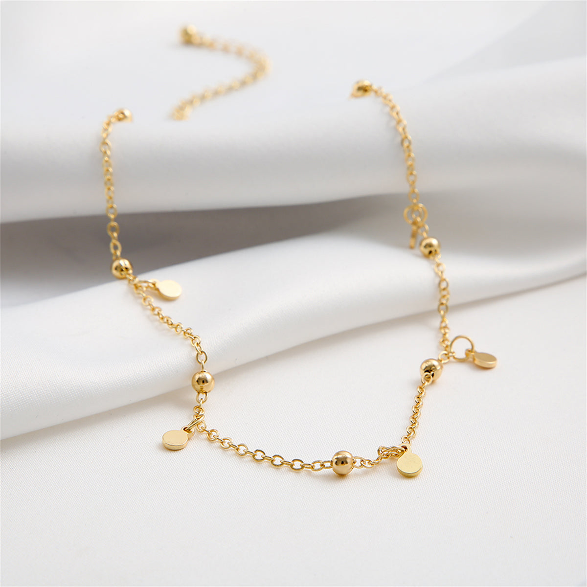 18K Gold-Plated Round Sequin Necklace, gold pendant necklace for women, botanical inspired, styled look