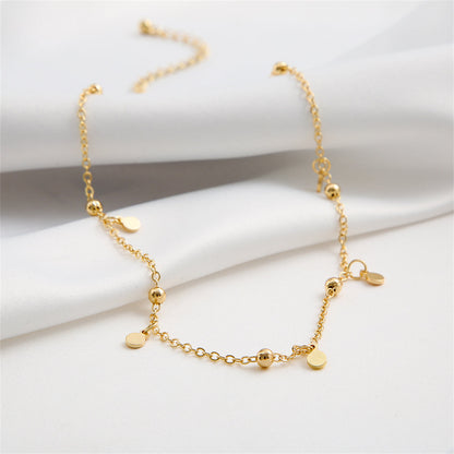 18K Gold-Plated Round Sequin Necklace, gold pendant necklace for women, botanical inspired, styled look