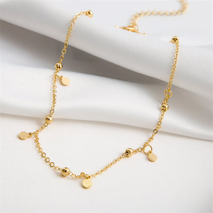 18K Gold-Plated Round Sequin Necklace, gold pendant necklace for women, botanical inspired, side view