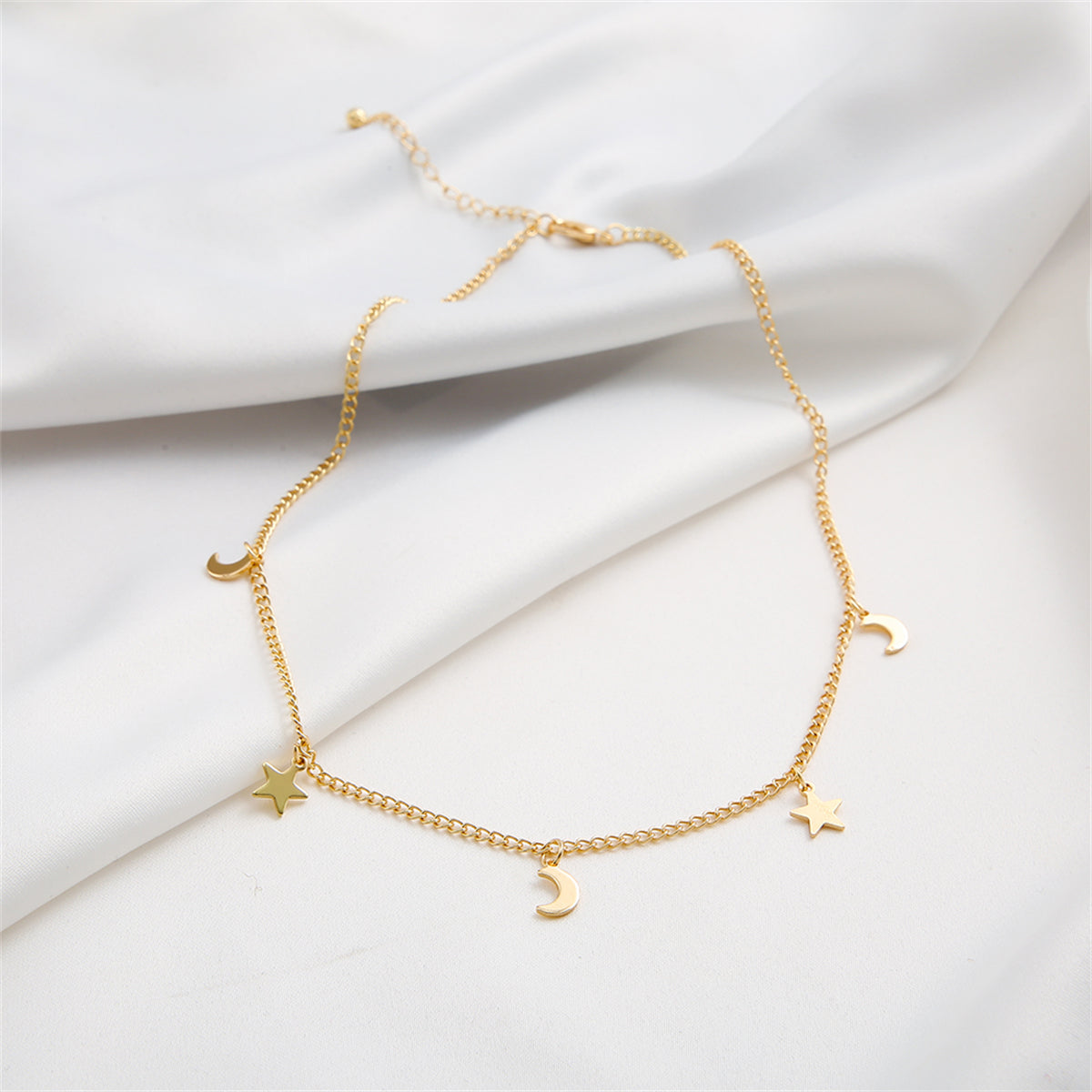 18K Gold-Plated Celestial Necklace, gold pendant necklace for women, dainty minimalist design, styled look