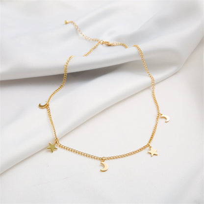 18K Gold-Plated Celestial Necklace, gold pendant necklace for women, dainty minimalist design, styled look