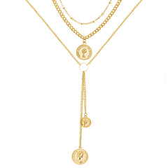 Stunning 18K gold-plated necklace with a coin charm, beautifully layered on a fine chain for a chic look.