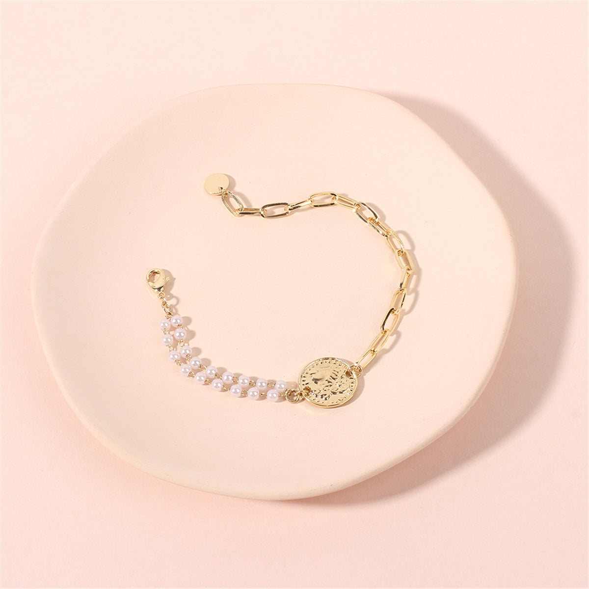 Pearl & 18K Gold-Plated Coin Adjustable Bracelet