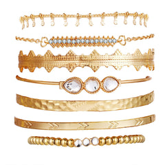 Cubic Zirconia & Crystal Textured Geometric Bracelet Set