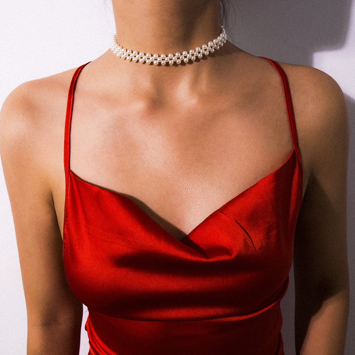 Pearl and Silver-Plated Layered Choker Necklace, chunky silver choker necklace, botanical inspired, detail close-up
