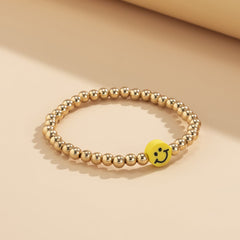 Acrylic & 18K Gold-Plated Smiley Charm Stretch Bracelet