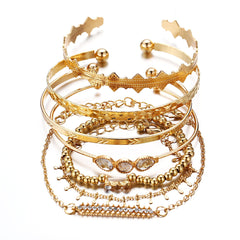 Cubic Zirconia & Crystal Textured Geometric Bracelet Set