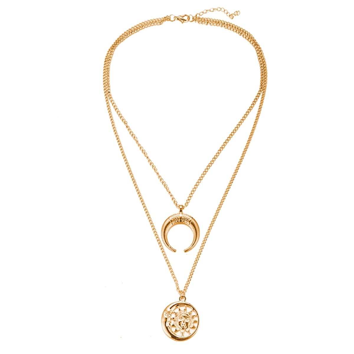 18K Gold-Plated Moon & Sun Layer Pendant Necklace
