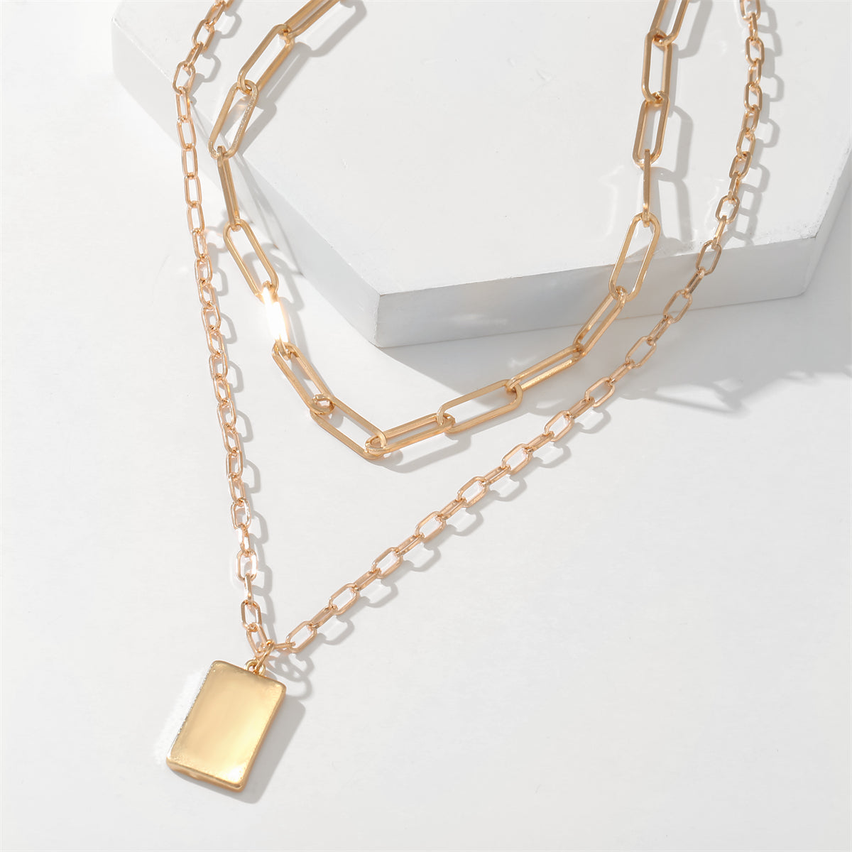 18K Gold-Plated Tag Pendant Necklace Set, jewelry gift sets for women, dainty minimalist design, styled look