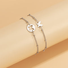 Silver-Plated Butterfly Charm Bracelet Set