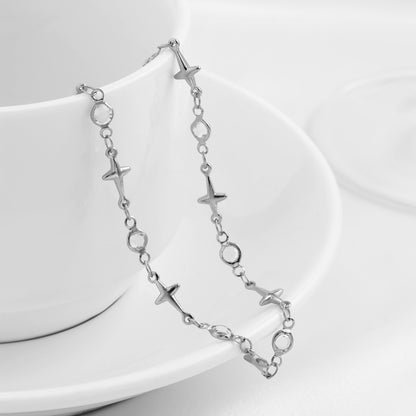 Cubic Zirconia and Silver-Plated Star Waist Chain, silver pendant necklace for women, botanical inspired, lifestyle look