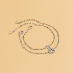 Silver-Plated Open Star Two-Piece Charm Bracelet Set