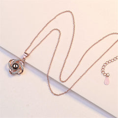 Cubic Zirconia & Crystal 18K Rose Gold-Plated Interlocking Pendant Necklace