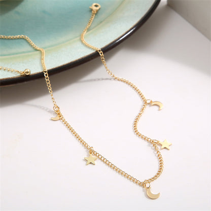18K Gold-Plated Celestial Necklace, gold pendant necklace for women, dainty minimalist design, lifestyle look