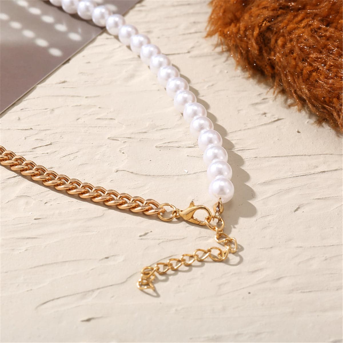 Pearl & 18K Gold-Plated Lock Pendant Necklace