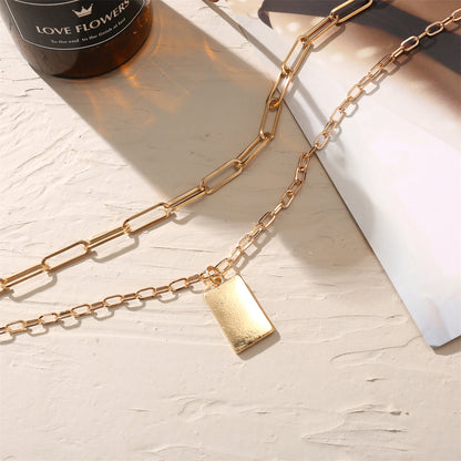 18K Gold-Plated Tag Pendant Necklace Set, jewelry gift sets for women, dainty minimalist design, lifestyle look