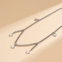 Silver-Plated Star Tassel Waist Chain