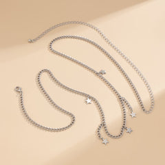 Silver-Plated Star Tassel Waist Chain
