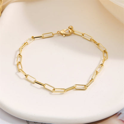 18K Gold-Plated Cable Chain Bracelet, gold bracelet for women, dainty minimalist design, front view