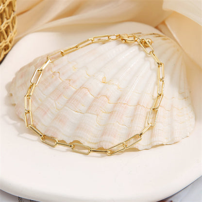 18K Gold-Plated Cable Chain Bracelet, gold bracelet for women, dainty minimalist design, side view