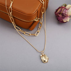 18K Gold-Plated Cable Chain Layered Pendant Necklace