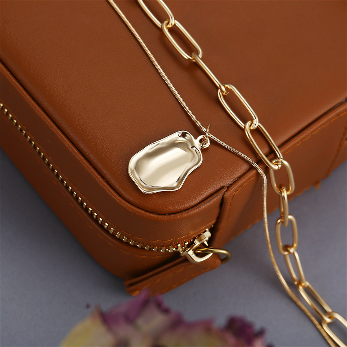 18K Gold-Plated Cable Chain Layered Pendant Necklace
