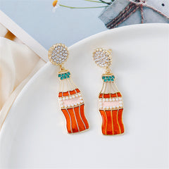 Cubic Zirconia & Pearl Enamel 18K Gold-Plated Soda Bottle Drop Earrings