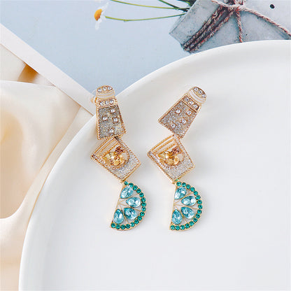 Green Crystal & Cubic Zirconia Cup Lemon Drop Earrings