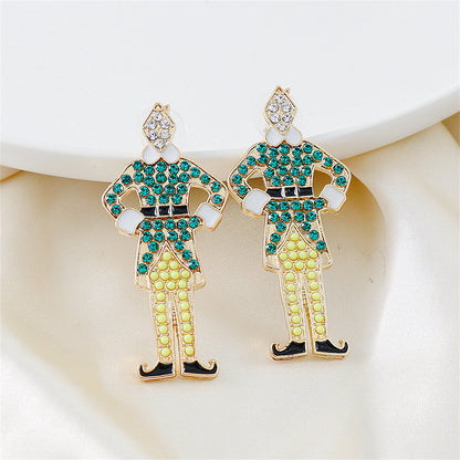 Green Cubic Zirconia and 18K Gold-Plated Elf Drop Earrings, gold drop earrings for women, styled look