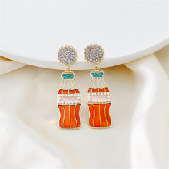 Cubic Zirconia & Pearl Enamel 18K Gold-Plated Soda Bottle Drop Earrings