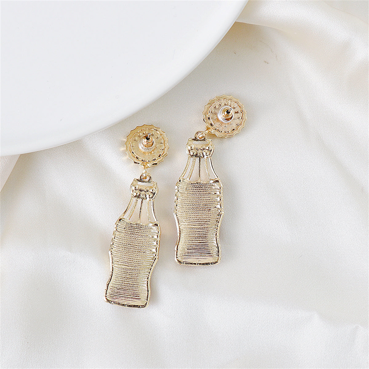 Cubic Zirconia & Pearl Enamel 18K Gold-Plated Soda Bottle Drop Earrings